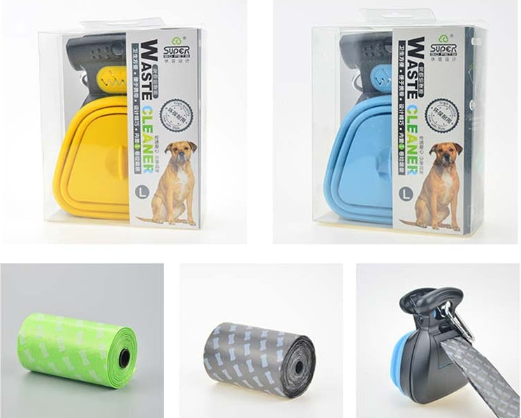Dog Pet Travel Foldable Pooper Scooper With 1 Roll Decomposable bags